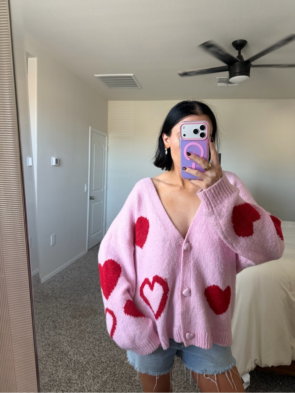 Pink heart cardigan